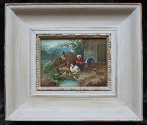 DUITS====Max Hänger 1874-1941===hoenderhof==, Antiek en Kunst, Kunst | Schilderijen | Klassiek, Ophalen of Verzenden