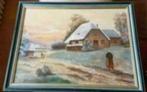 Olieverf winterlandschap boerderij Gré Otten   G.O.M., Ophalen