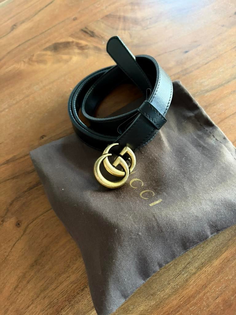 Smalle gucci riem, Kleding | Dames, Verzenden, Zo goed als nieuw, Zwart, 80 tot 90 cm