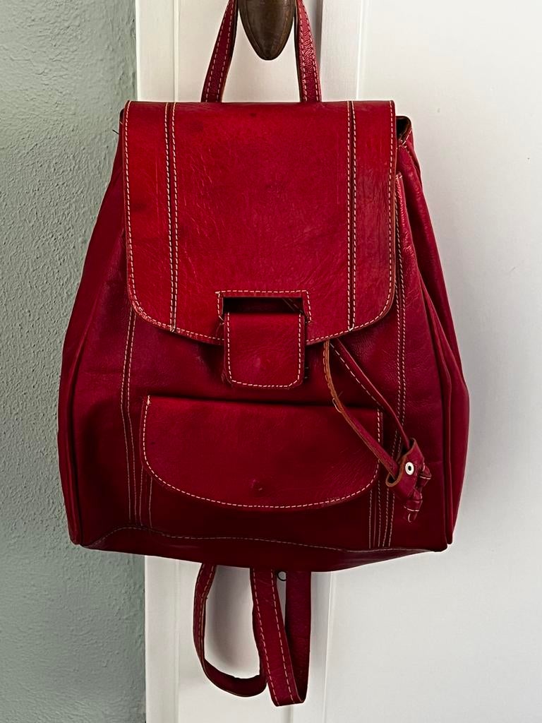 Leren rode rugtas, nieuw., Sieraden, Tassen en Uiterlijk, Tassen | Damestassen, Ophalen of Verzenden, Nieuw, Rood, Overige typen