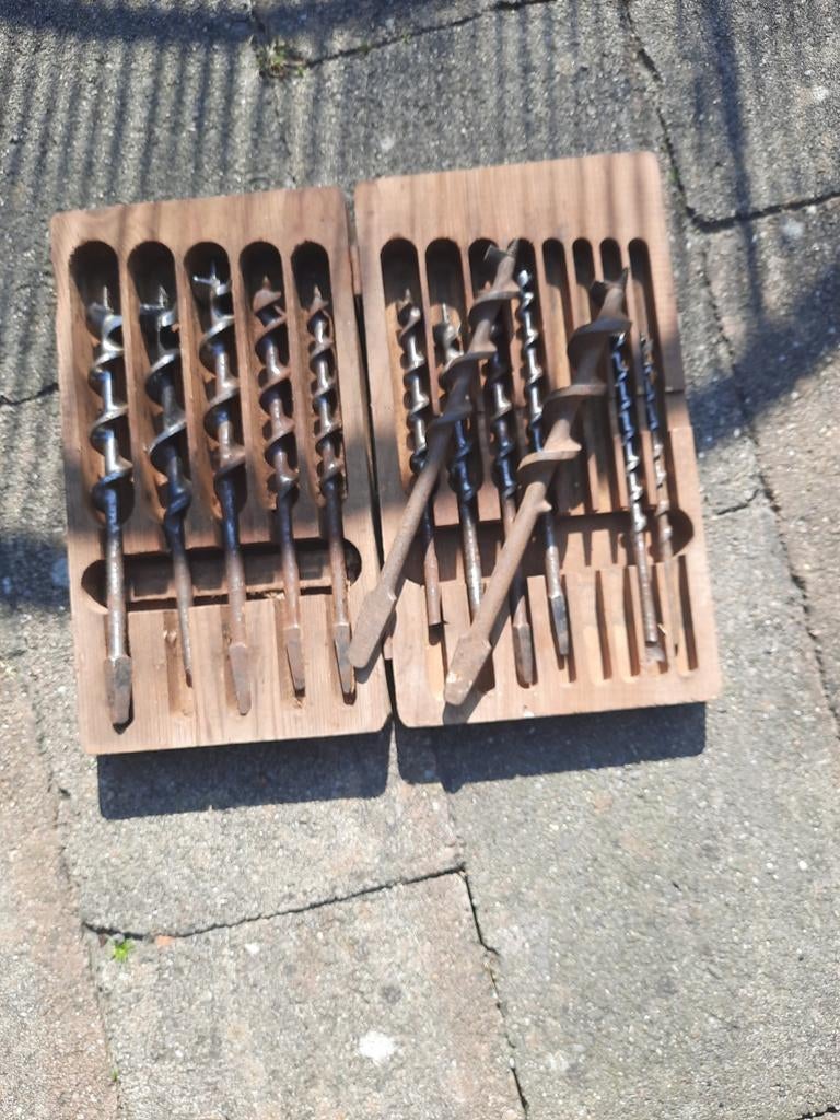 Antieke vijzelborenset C.I. Fall Zweden met houten kist, Ophalen of Verzenden