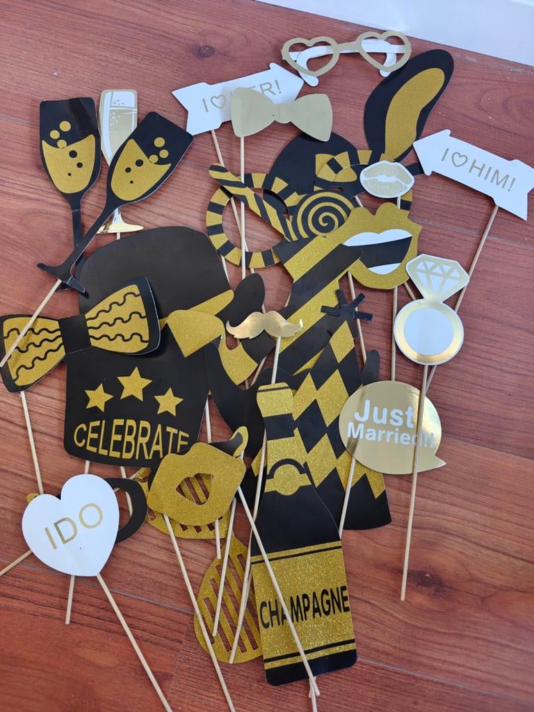 Photobooth props, Ophalen of Verzenden, Gebruikt, Versiering, Geboorte of Huwelijk