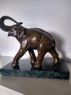 Te koop mooie grote bronzen olifant op marmeren plaat, Antiek en Kunst, Antiek | Koper en Brons, Ophalen