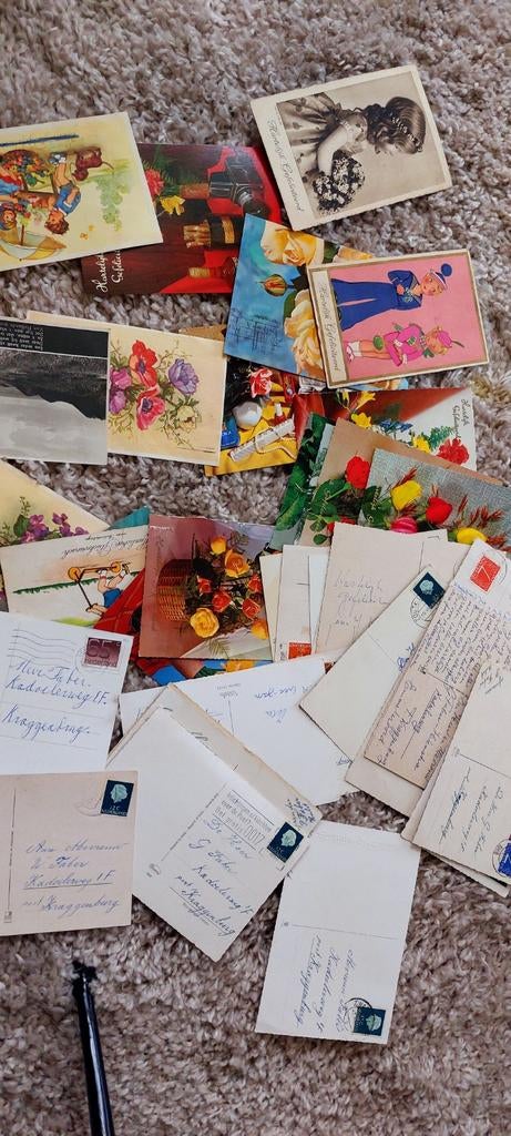 Partij oude ansichtkaarten verjaardag, Ophalen of Verzenden