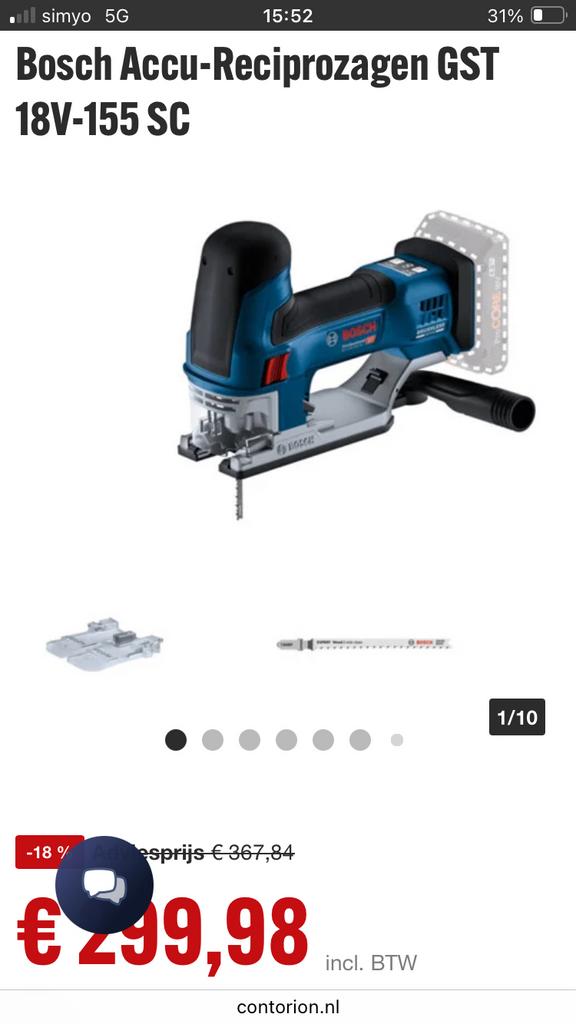 Bosch Professional GST 18V-155 SC Decoupeerzaag zgan, Doe-het-zelf en Verbouw, Gereedschap | Zaagmachines, Ophalen, Decoupeerzaag