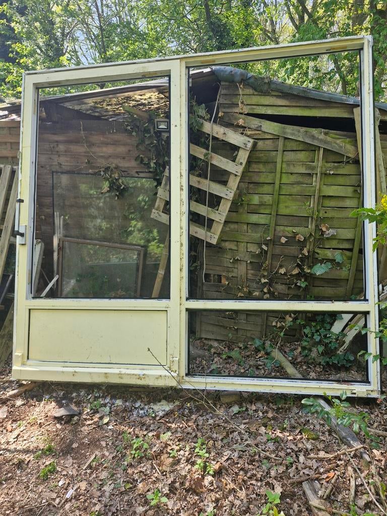 Kunststof schuifdeur kozijn - 252x230 cm (excl. glas), Ophalen, Kunststof, Gebruikt, Buitendeur