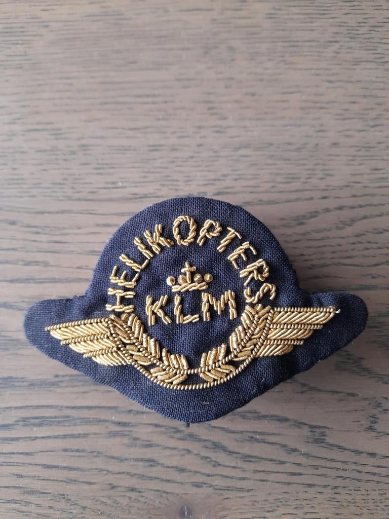 GERESERVEERD - KLM Helikopters Embleem - Pilotenvleugels, Ophalen of Verzenden, Gebruikt, Patch, Badge of Embleem