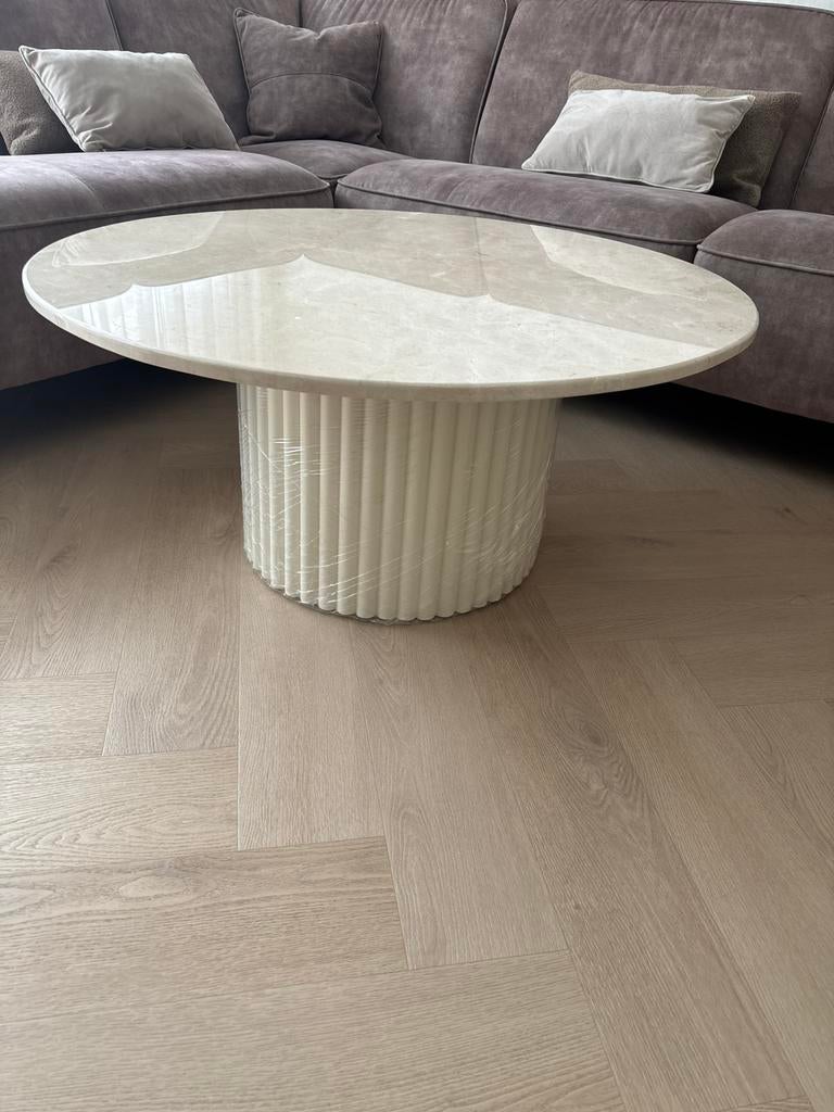 Marmeren salontafel 1 meter, Ophalen, 50 tot 100 cm, Rond, Nieuw