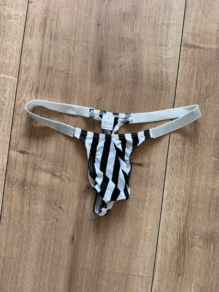 Herenstring met zebraprint en glanzend lint - Maat M - PASEN, Kleding | Heren, Ophalen of Verzenden, Zwart, Slip