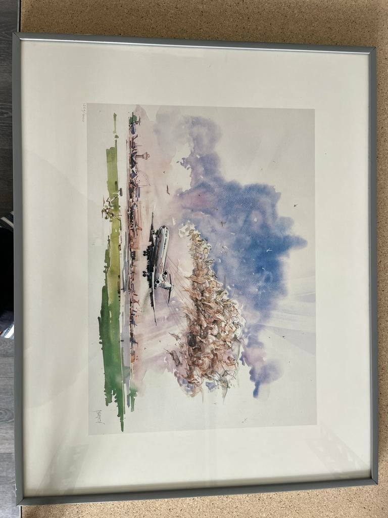 Aquarel van Nenad Karpov (2 stuks) - Vliegtuig thema, Antiek en Kunst, Ophalen of Verzenden