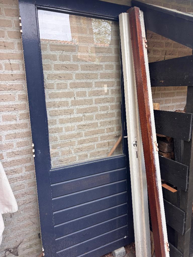 deur hardhout enkel glas 88 x 2010, Ophalen, Gebruikt, Binnendeur, Glas