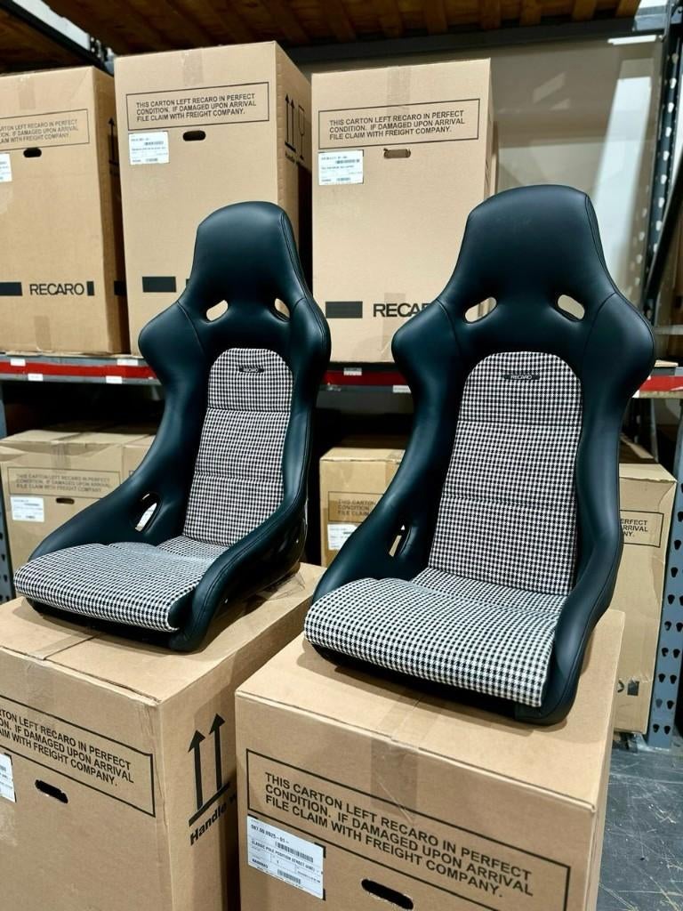 Recaro Classic Pole position Leder pepita zwart kuipstoel, Ophalen of Verzenden