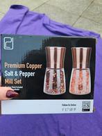 Premium Koper Zout- & Pepermolen Set met Bamboe Houder, Ophalen, Nieuw