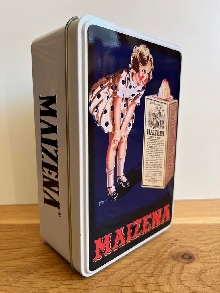 Maizena blikje retro, Ophalen of Verzenden, Zo goed als nieuw