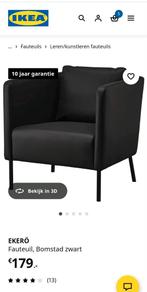 Zwarte leren fauteuil - Ikea Ekerö, Ophalen, Gebruikt, 75 tot 100 cm, Modern