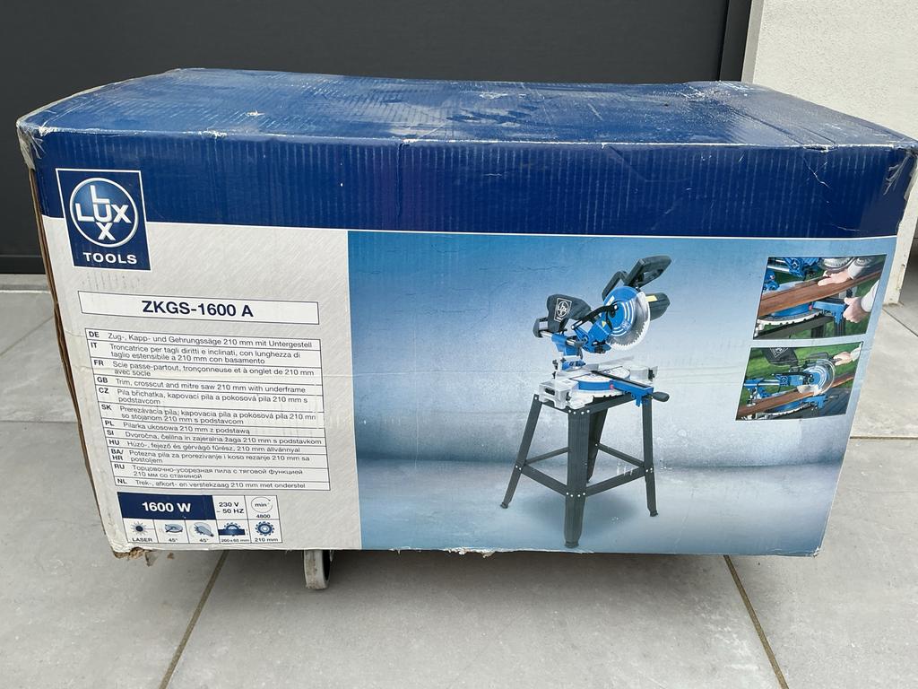 Lux Tools ZKGS-1600 A afkortzaag met onderstel, Doe-het-zelf en Verbouw, Gereedschap | Zaagmachines, Ophalen, 70 mm of meer, Nieuw