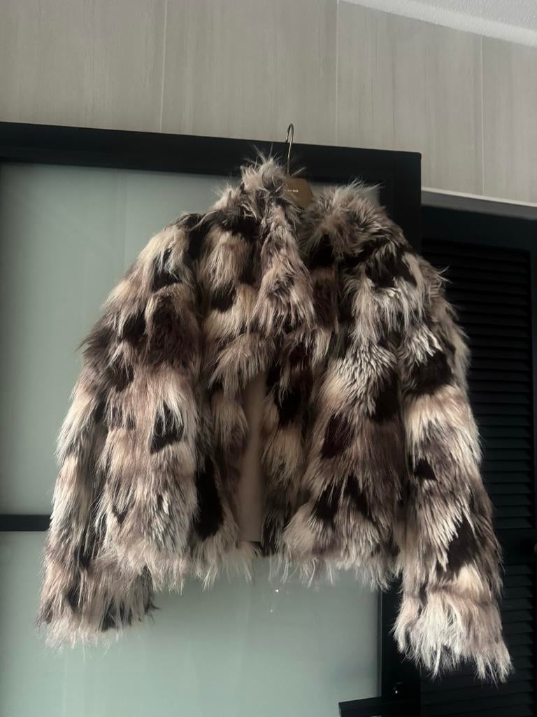 Stijlvolle Faux Fur Jas - Bruin/Beige/Wit, Ophalen of Verzenden, Nieuw, Maat 42/44 (L), Bruin