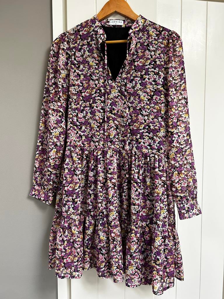 Loavies jurk met bloemenprint, Paars, Ophalen of Verzenden, Maat 34 (XS) of kleiner, Gedragen