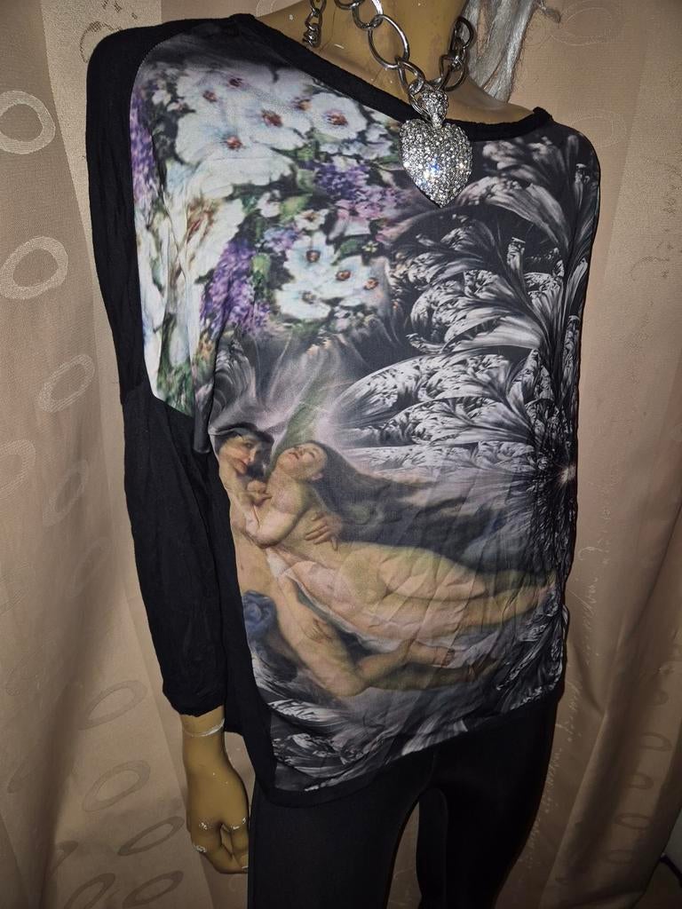 T-shirt met lange mouwen en print rinascimento maat S/M, Kleding | Dames, T-shirts, Maat 38/40 (M), Zwart, Rinascimento, Ophalen of Verzenden