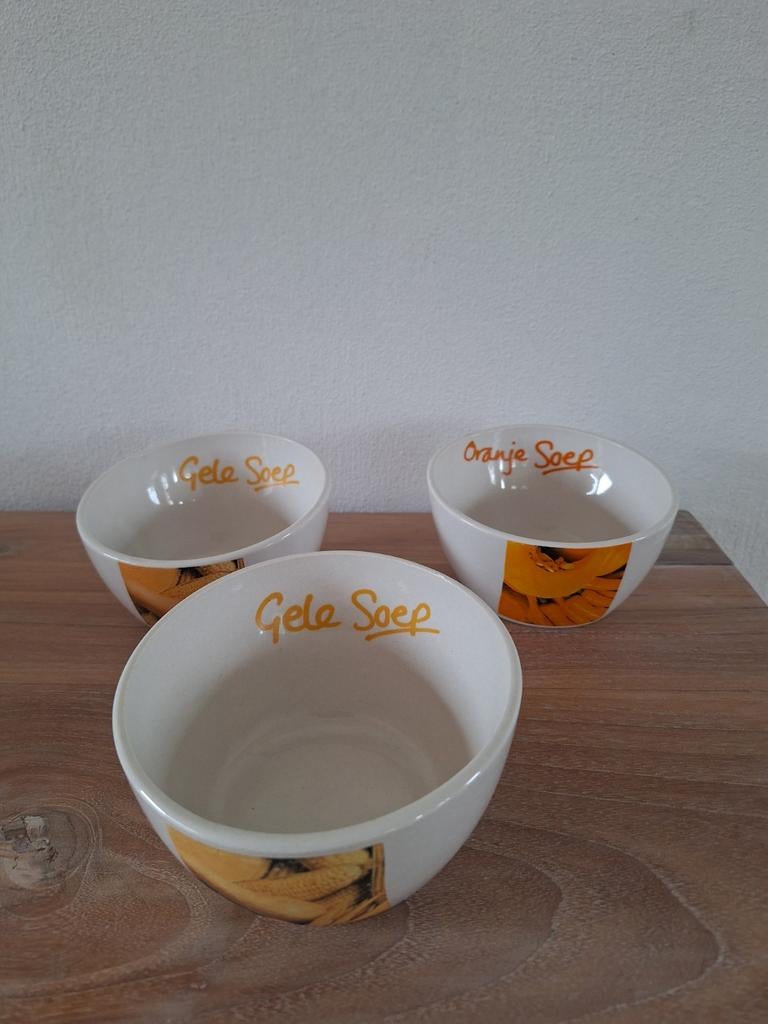 Vintage Knorr Soepkommen - Gele Soep & Oranje Soep (3 st.), Ophalen of Verzenden