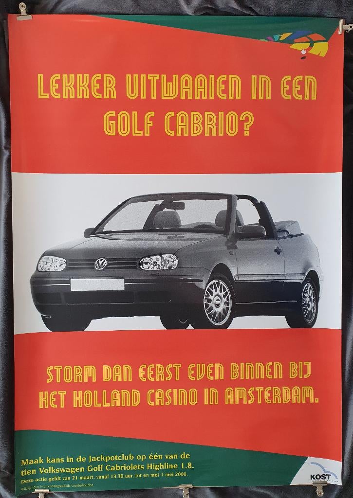 Poster VW Golf cabrio, Rechthoekig Staand, Verzenden, Zo goed als nieuw, A1 t/m A3