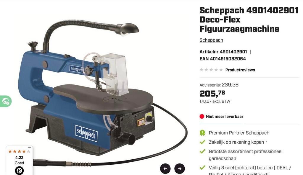 Scheppach Deco-Flex 4901402901 Figuurzaagmachine, Doe-het-zelf en Verbouw, Gereedschap | Zaagmachines, Minder dan 30 mm, Ophalen of Verzenden