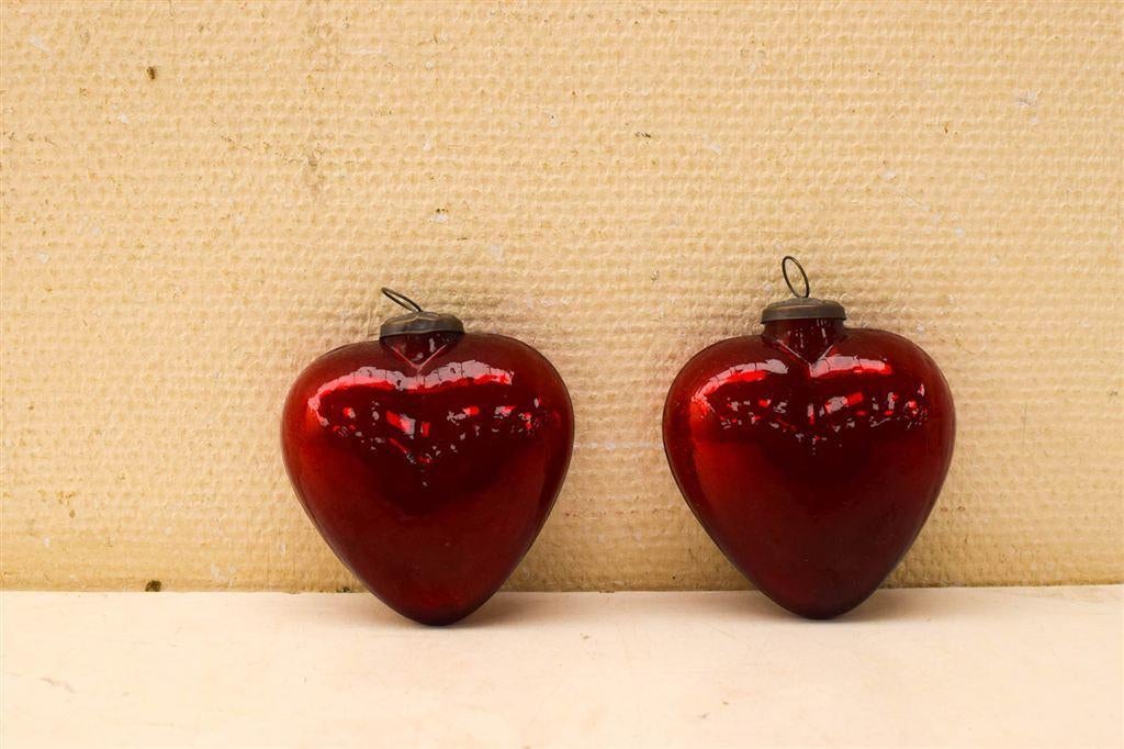 2 stuks Glazen Kerstballen 48631, Ophalen of Verzenden, Gebruikt