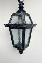 Vintage Franse zwarte hanglamp hal lamp lantaarn model, Ophalen of Verzenden, Zo goed als nieuw, Glas, Minder dan 50 cm