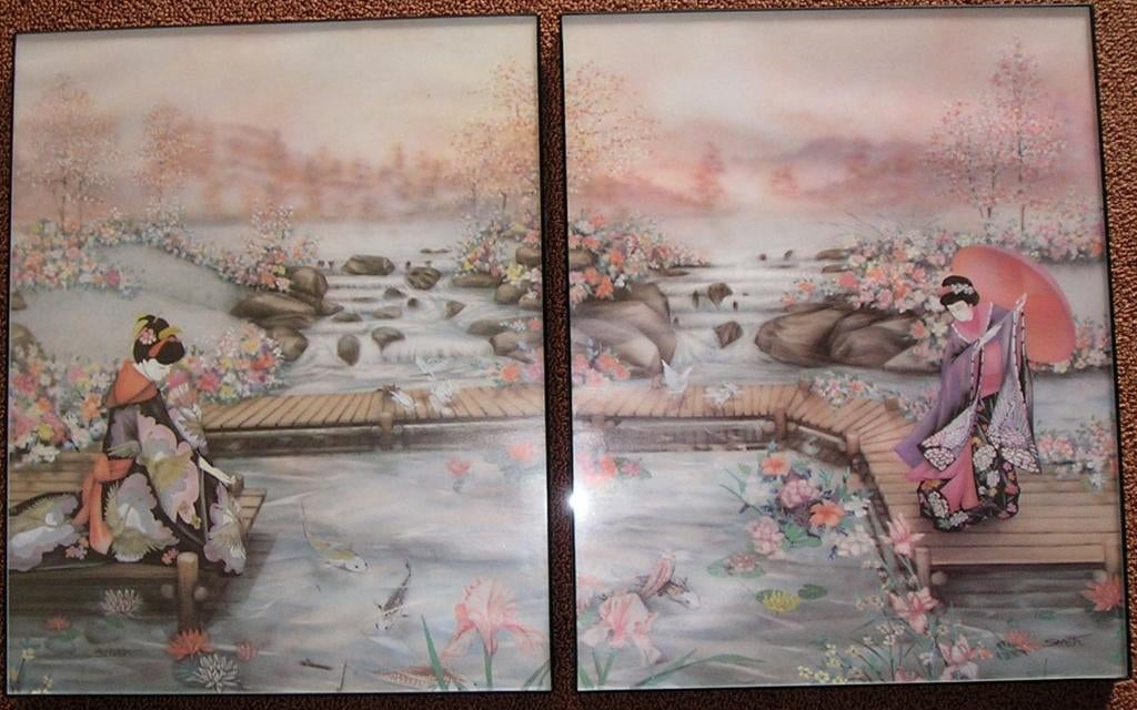 Lijst met Print 2 st  (Chinees), Nieuw, Ophalen of Verzenden, Minder dan 50 cm, Minder dan 50 cm