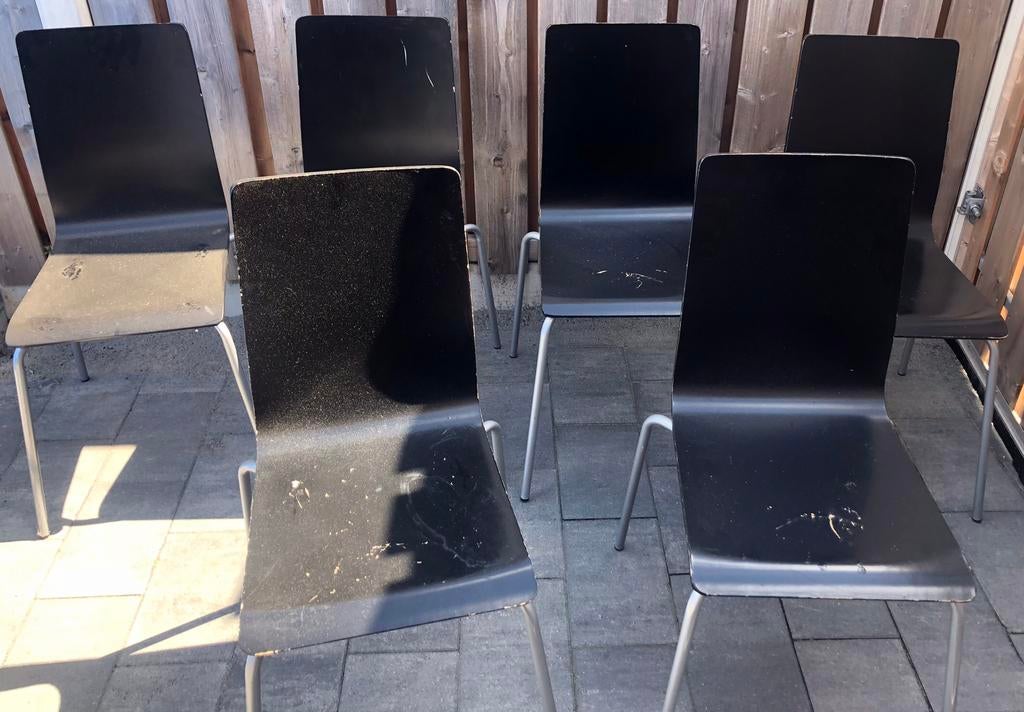 6 STUKS IKEA MARTIN KEUKENSTOELEN, Huis en Inrichting, Stoelen, Ophalen, Gebruikt, Zwart, Vijf, Zes of meer stoelen