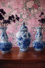 Prachtige Delft Blauwe Vazen Set - 3 Stuks, Antiek en Kunst, Ophalen of Verzenden