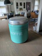 Blauwgroene emaille koffieblik, Verzamelen, Blikken, Ophalen of Verzenden, Gebruikt, Overige