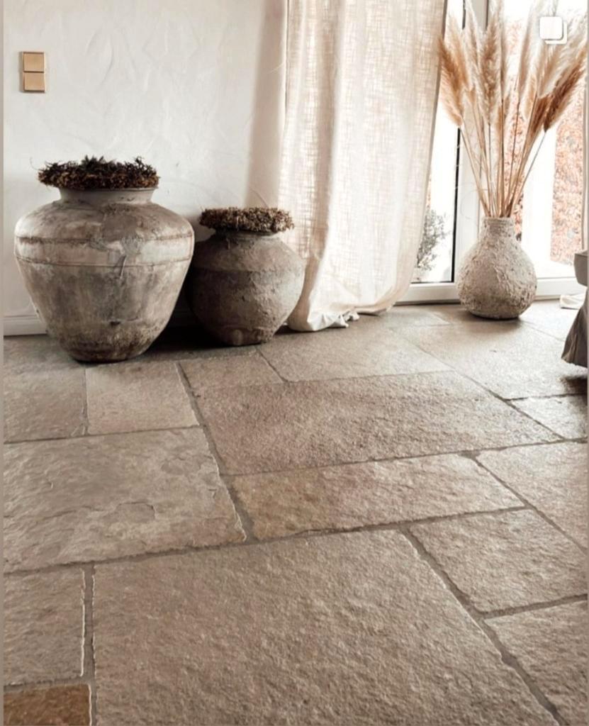 Bourgondische dallen Chateau sand buitentegels vloeren!, Ophalen of Verzenden, Nieuw, Natuursteen, 10 m² of meer