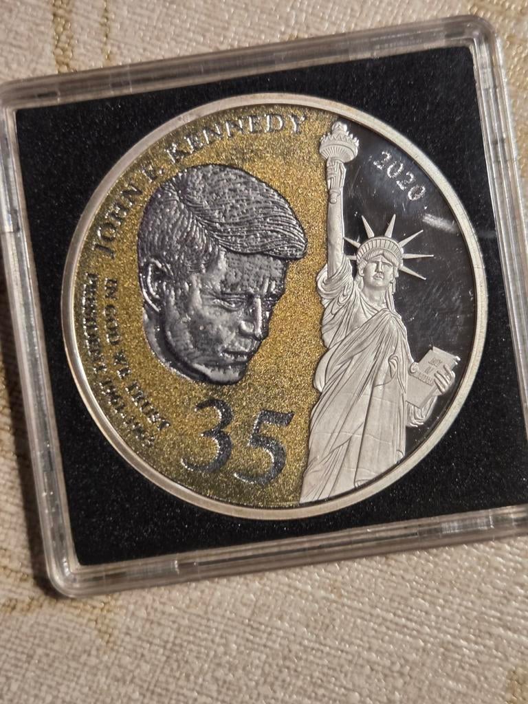 John F. Kennedy / Vrijheidsbeeld Herdenkingsmunt 2020, Ophalen of Verzenden, Noord-Amerika, Losse munt, Zilver
