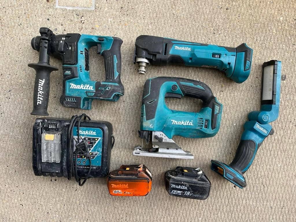 Makita 18v set, Ophalen of Verzenden, Gebruikt, Boormachine