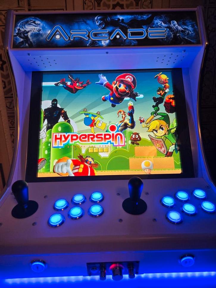 Bartop Arcade 2-player met LED & retro console support, Spelcomputers en Games, Spelcomputers | Overige, Ophalen