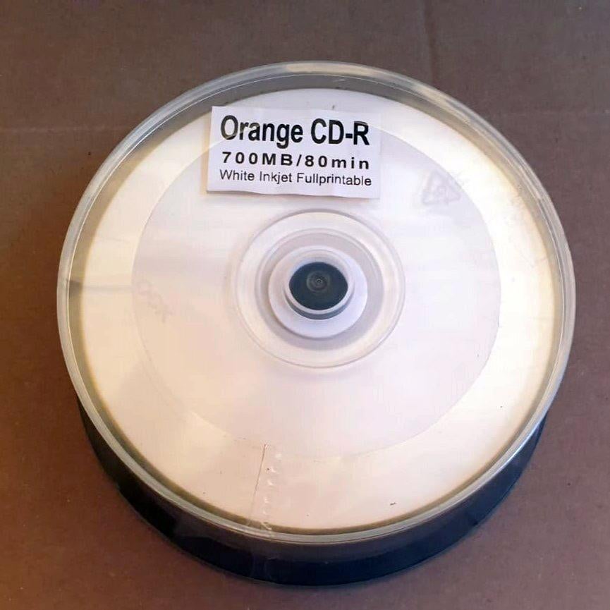 ORANGE CD-R 80MIN / 700MB | WHITE INKJET FULL PRINTABLE, Ophalen of Verzenden, Nieuw, Cd, Op spindel