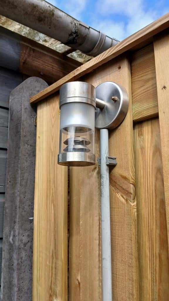 Buitenlamp RVS met glas - Wandlamp voor buiten, Ophalen, Gebruikt, Minder dan 50 watt, Wandlamp