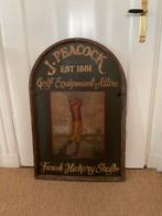 Vintage Peacock Golf Equipment Attire Reclamebord van hout, Ophalen