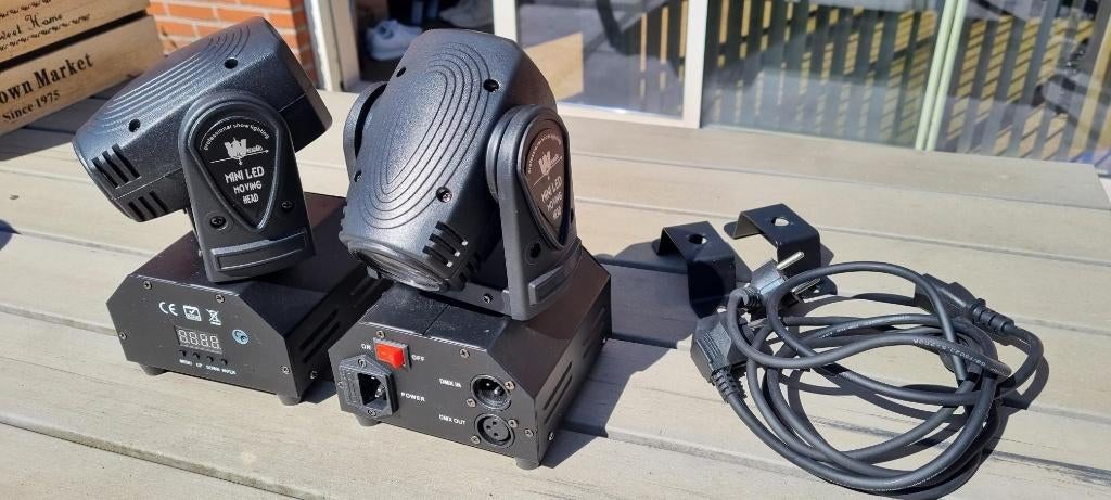 Mini Moving Heads LED 2 stuks, Muziek en Instrumenten, Licht en Laser, Ophalen of Verzenden, Gebruikt, Licht, Geluidgestuurd