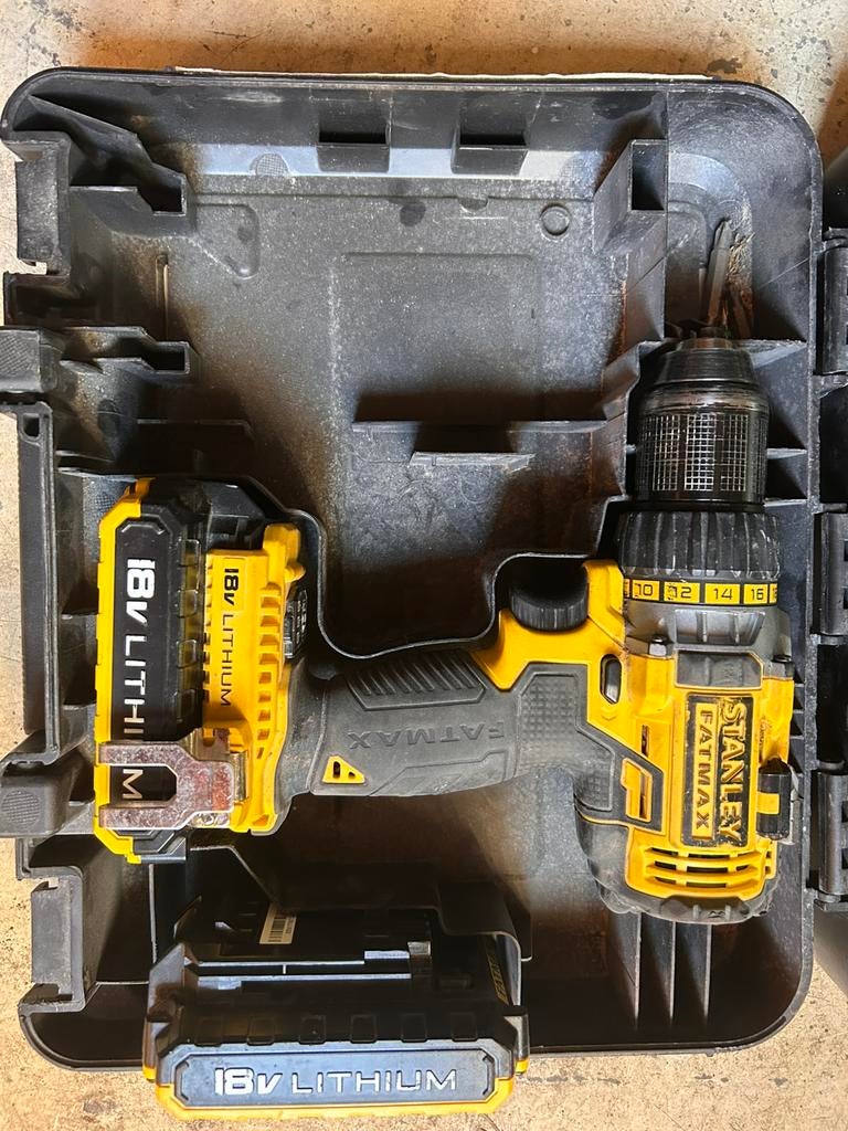 Stanley boor-schroefmachine op accu, Doe-het-zelf en Verbouw, Gebruikt, Variabele snelheid, Ophalen of Verzenden, Boor- en Schroefmachine