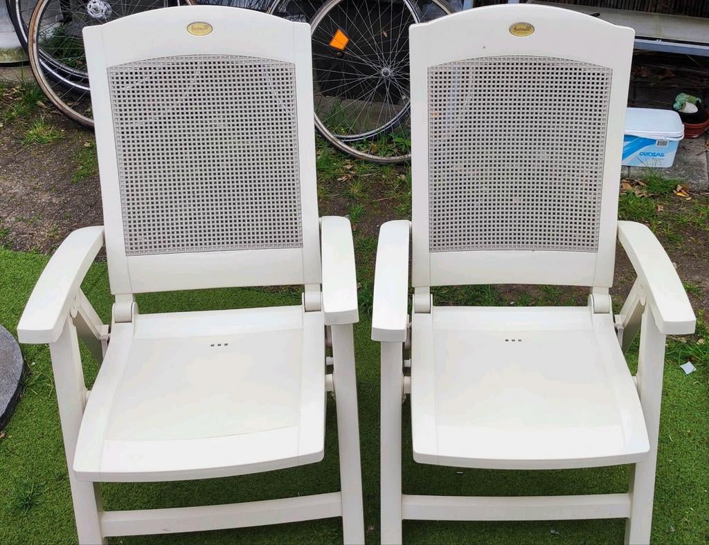 Twee Hartman Prestige tuinstoelenbmet kussens, Tuin en Terras, Tuinstoelen, Ophalen, Gebruikt, Kunststof, Verstelbaar