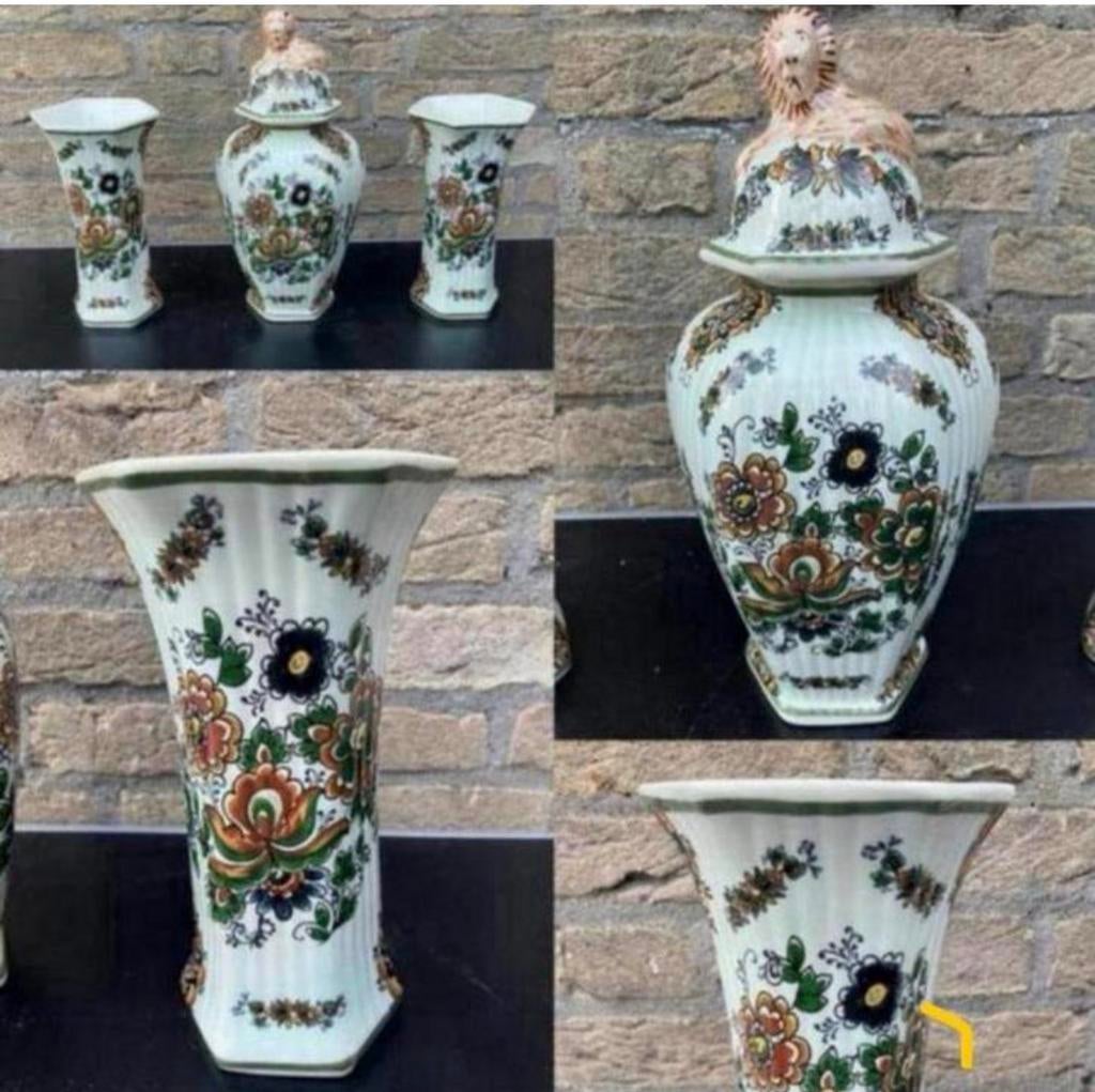 handbeschilderd Polychroom driedelig kaststel van H. Bequet, Ophalen of Verzenden