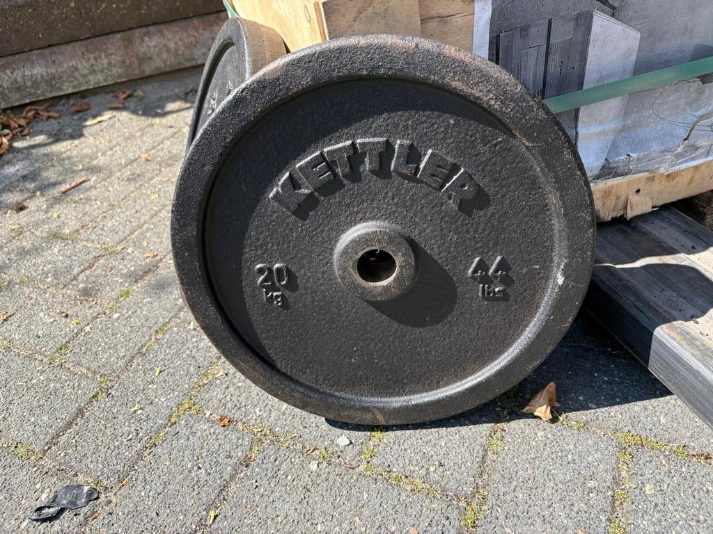2 x 20 kg halter schijven 30 mm gewichten, Ophalen, Halterschijven, Gebruikt, Gewichten