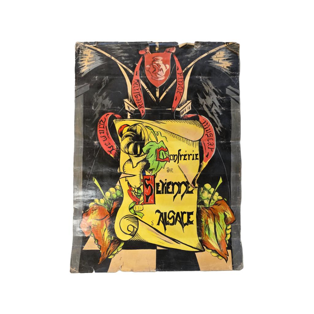 Oude beschilderde wijn poster Alsace, Ophalen of Verzenden, Gebruikt, Frankrijk, Overige typen