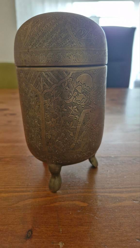Antieke Indonesische tabakspot van gedreven koper, Antiek en Kunst, Ophalen of Verzenden
