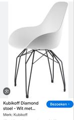 4 Kubikoff Diamond eetkamerstoelen - Wit met zwart onderstel, Kunststof, Gebruikt, Wit, Ophalen of Verzenden