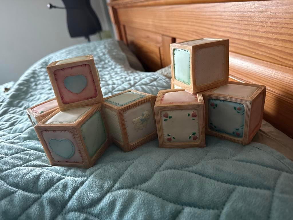 Vintage Enesco Decoratieve Baby Blokken (1992) - Set van 6, Kinderen en Baby's, Speelgoed | Bouwstenen, Ophalen, Zo goed als nieuw