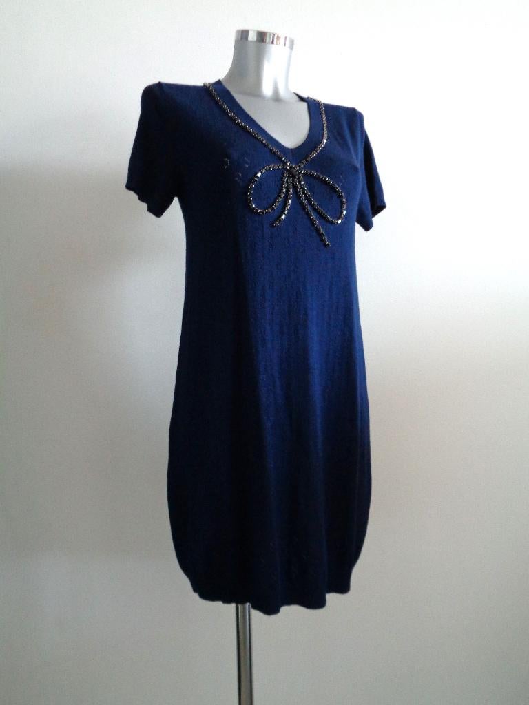 SCEE (Twinset by Simona Barbieri) jurk met strik, medium, Kleding | Dames, Maat 38/40 (M), Twinset, Blauw, Nieuw