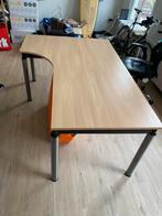 Mooi bureau van massief hout en RVS frame, Huis en Inrichting, Bureaus, Ophalen, Zo goed als nieuw